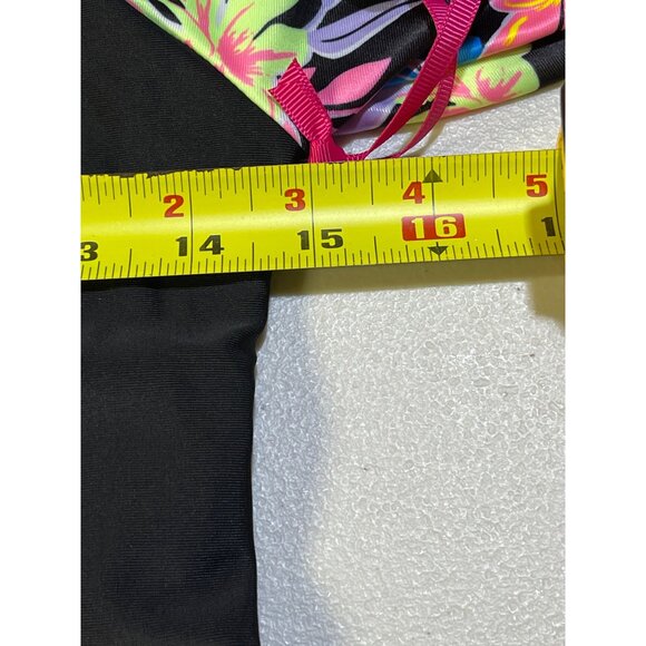 Justice Girls Size XL 16/18 2 piece Rashguard Long Sleeve Floral Sleeves Black M - Picture 6 of 11